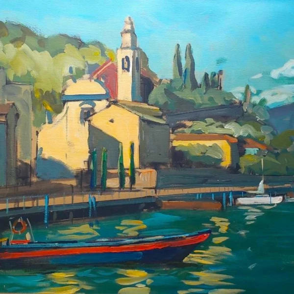 BOAT WITH RED STRIPE